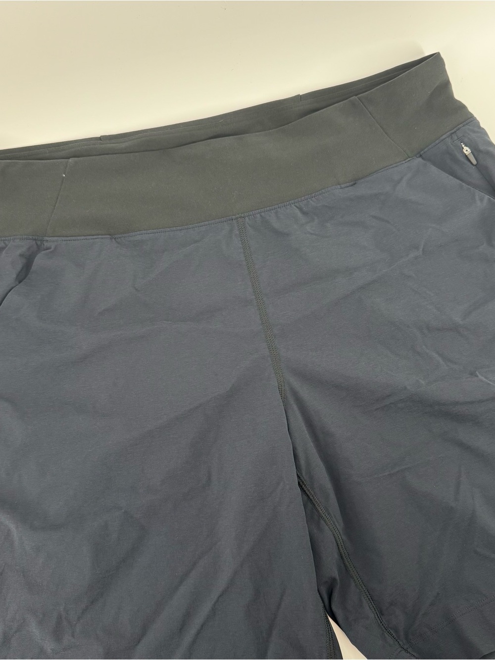 prAna Koen Flat Front Shorts Women’s XL Navy Blue Black Stretch Hiking Outdoor